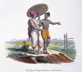 Um homem da casta Vaishya inspeciona sua pequena propriedade, 1827-35